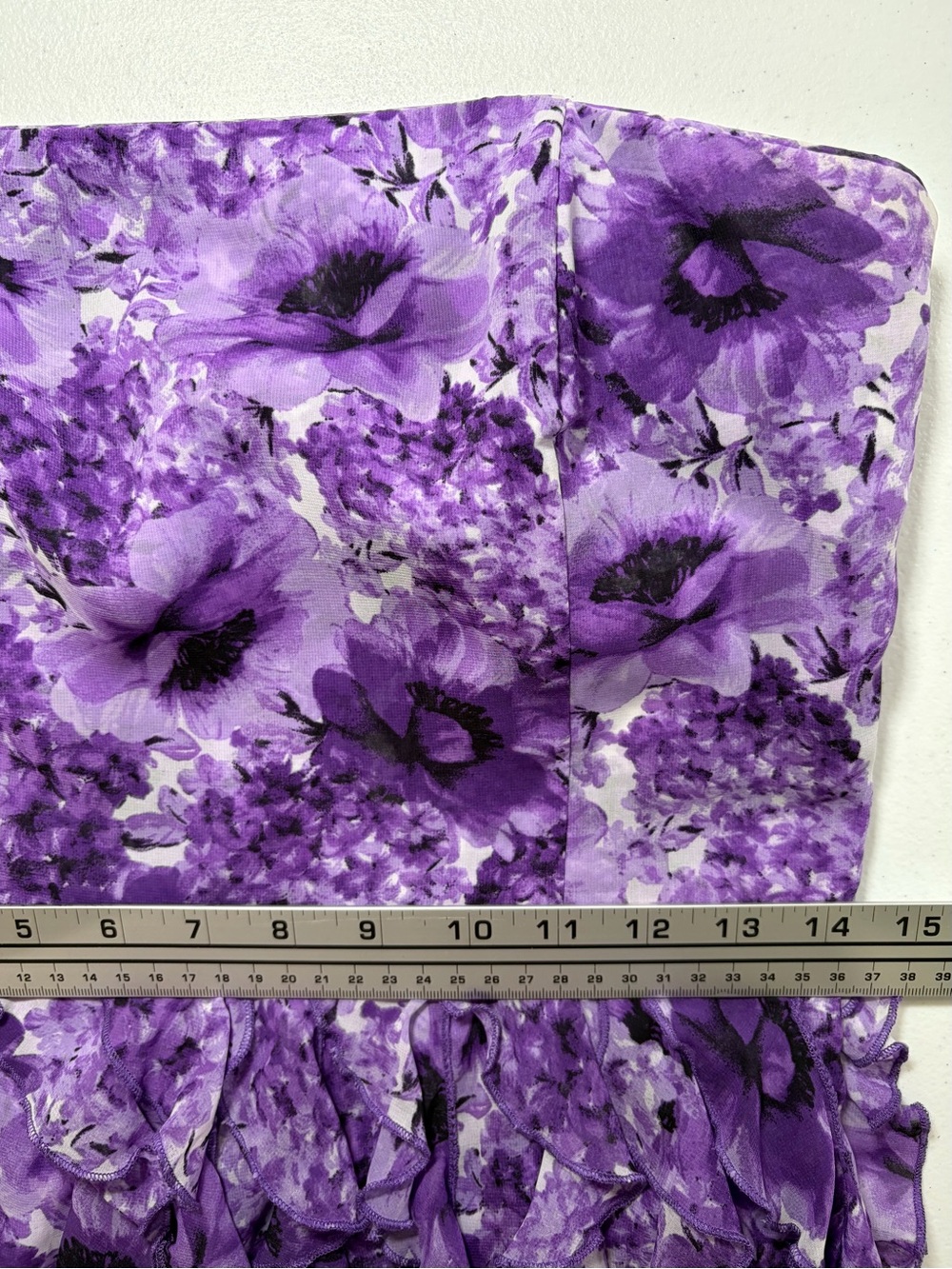 WHBM Strapless Purple Ruffled Party Dress (8) - Picture 6 of 8